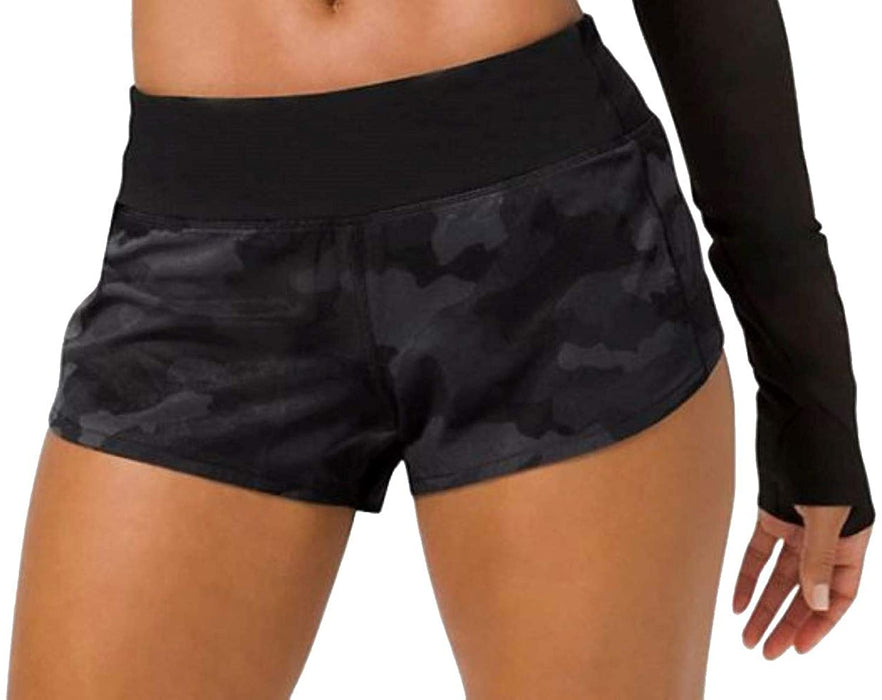 Lululemon Womens Run Speed Short Marbled Mix Black White Gym