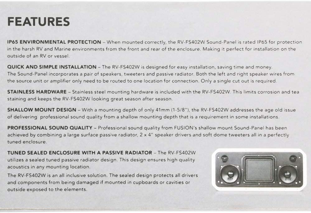 Garmin RV-FS402W, Fusion, 4" Component Flat Speaker, White (010-01790-00)