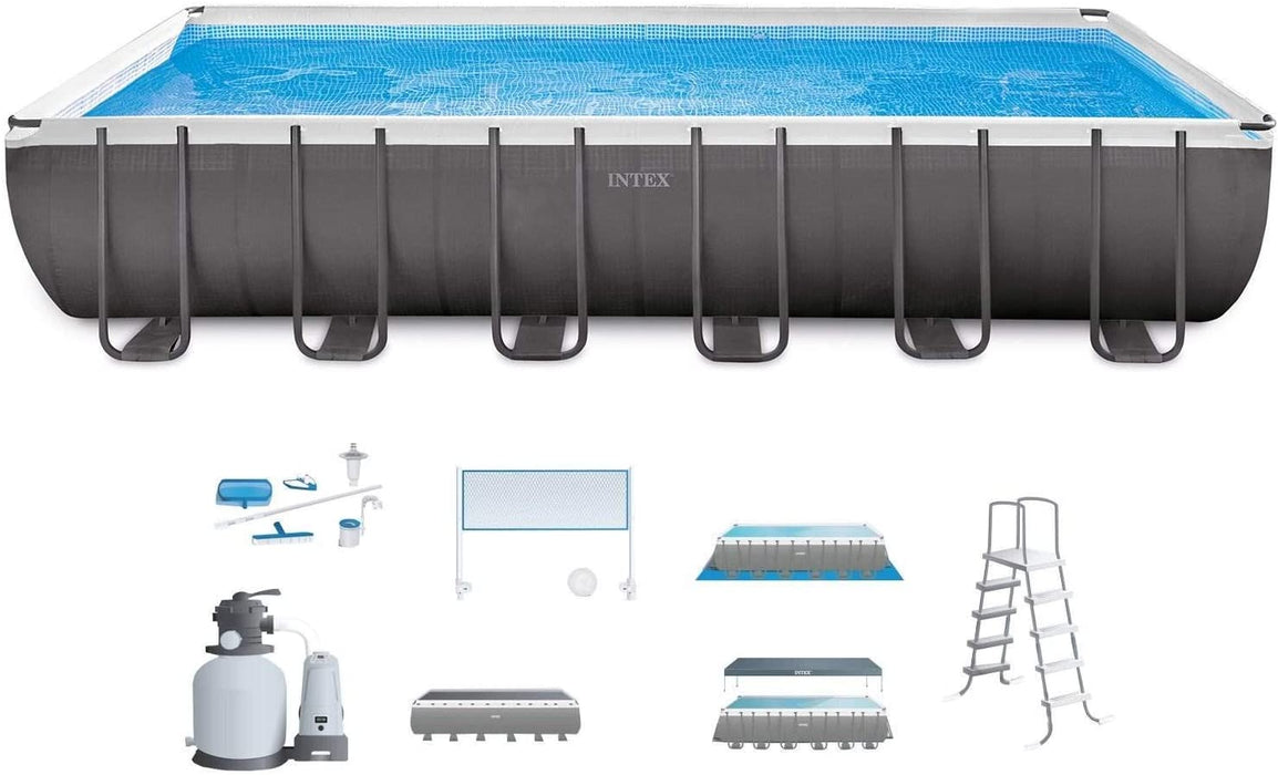 Intex 18ft X 52in Ultra Frame Pool Set with Sand Filter Pump, Ladder