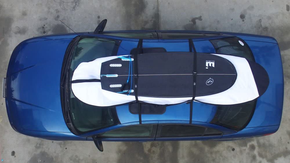 Surfboard Car Roof Rack Padded System (Holds Up to 3 Boards) with Silicone Buckle Covers