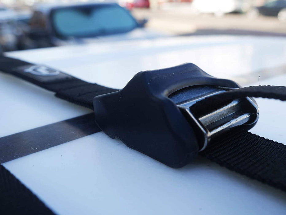 Ho Stevie! Surfboard Tie Down Straps 'No Scratch' 15ft (Pair) for Car Truck SUV with roof Racks - for SUP, Kayak, Canoe Also