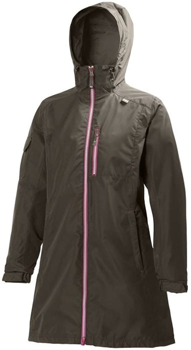 Helly Hansen Women's Long Belfast Lightweight Waterproof Windproof Breathable Raincoat Jacket with Hood