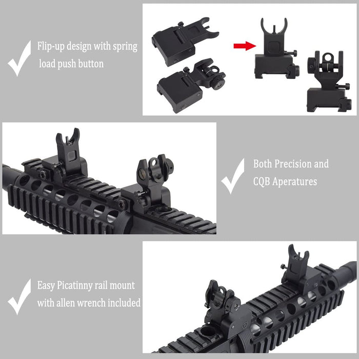 MARMOT Flip Up Iron Sights A2 Front Sight & Rear Sight for Gun Rifle Handgun