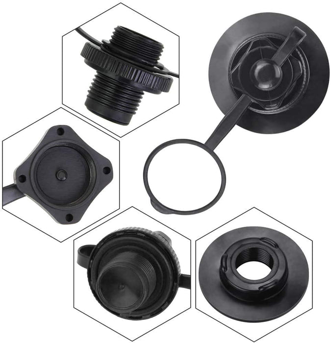 BUZIFU 2pcs Air Valve Inflatable Boat Spiral Air Plugs One-way Inflation Replacement Screw Boston Valve for Rubber Dinghy Raft Kayak Pool Boat Airbeds,Black