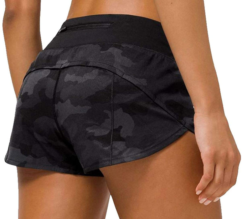 Lululemon Womens Run Speed Short Marbled Mix Black White Gym