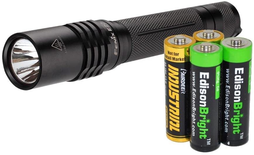 Fenix E20 2015 265 Lumen XP-E2 LED Tactical Flashlight with Two EdisonBright AA Alkaline Batteries