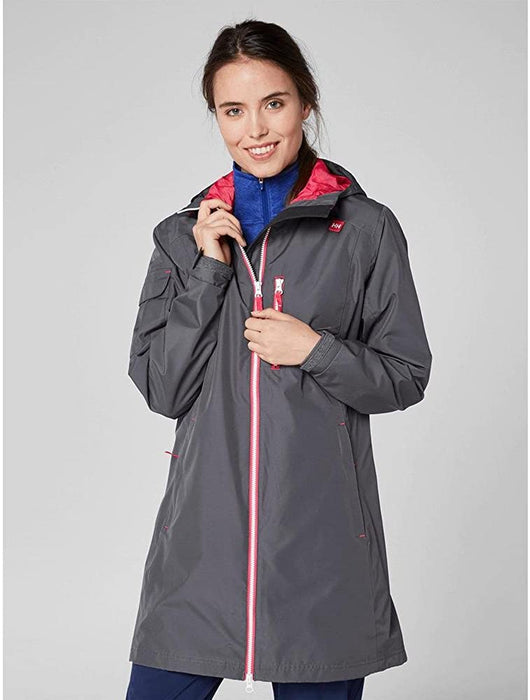 Helly Hansen Women's Long Belfast Lightweight Waterproof Windproof Breathable Raincoat Jacket with Hood