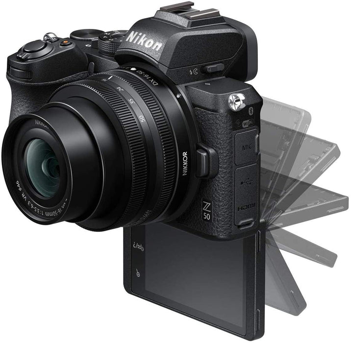 Nikon Z 50 DX-Format Mirrorless Camera with 16-50mm f/3.5-6.3 VR Lens, Bundle with FTZ Mount Adapter and Accessories