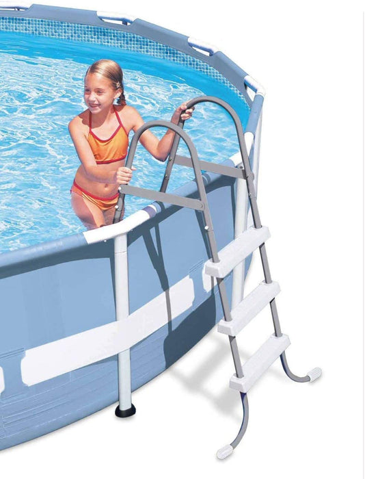 Intex 12 Foot Prism Frame Above Ground Swimming Pool w/ Pump & Pool Ladder