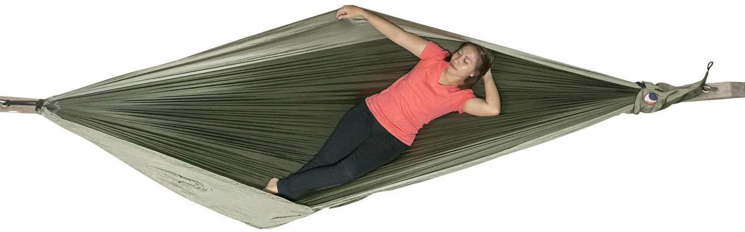 Ticket to the Moon Fair Trade & Handmade 1-2 Person King Size Lightweight Hammock for Traveling, Camping and Everyday Use, XXL, only 700g, Parachute-Silk, Set-Up < 1 min.
