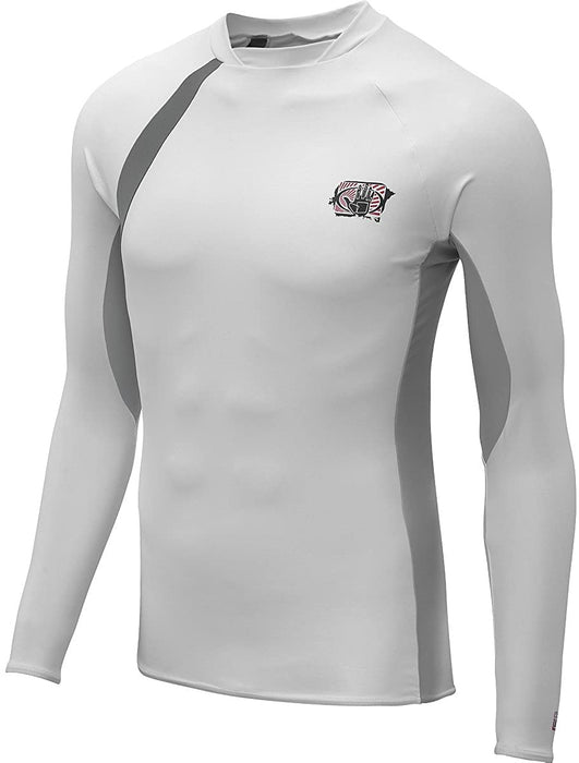 Body Glove Men's Performance Long Arm Rashguard, Small, White/Silver