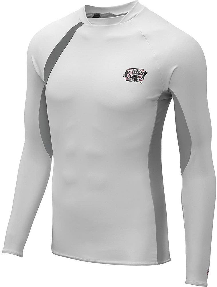 Body Glove Men's Performance Long Arm Rashguard, Small, White/Silver