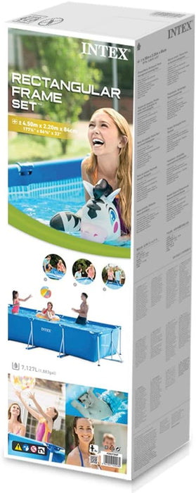Intex 86" x 23" Rectangular Frame Above Ground Outdoor Child Safe Splash Swimming Pool