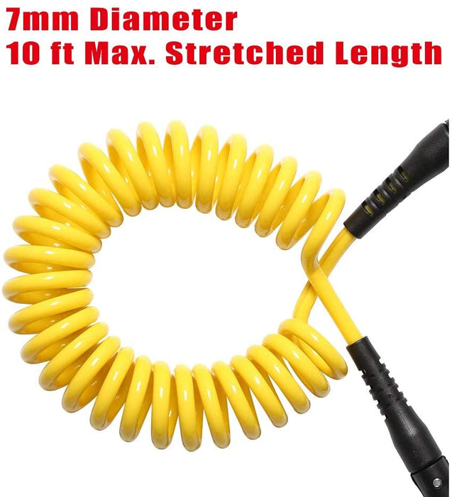 OCEANBROAD 10' Coiled Leash for Paddle Board Surfboard SUP Leash Leg Rope with Adjustable Thigh Ankle Cuff
