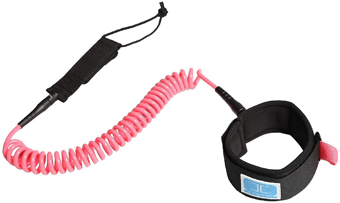 OCEANBROAD 10' Coiled Leash for Paddle Board Surfboard SUP Leash Leg Rope with Adjustable Thigh Ankle Cuff