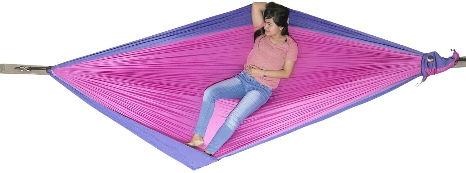 Ticket to the Moon Fair Trade & Handmade 1-2 Person King Size Lightweight Hammock for Traveling, Camping and Everyday Use, XXL, only 700g, Parachute-Silk, Set-Up < 1 min.