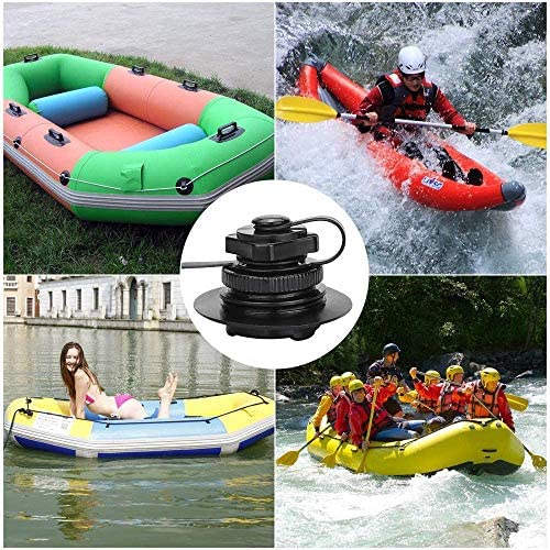 BUZIFU 2pcs Air Valve Inflatable Boat Spiral Air Plugs One-way Inflation Replacement Screw Boston Valve for Rubber Dinghy Raft Kayak Pool Boat Airbeds,Black