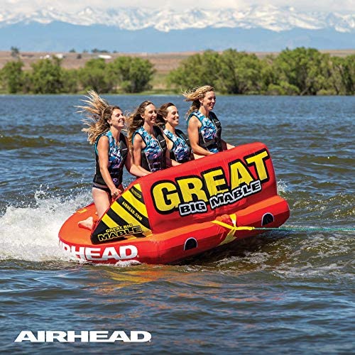 Airhead Great Big Mable | 1-4 Rider Towable Tube for Boating, Orange, Red, Yellow