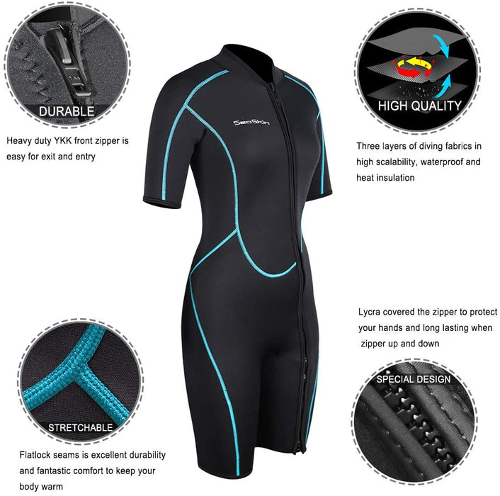 Mens 3mm Shorty Wetsuit Womens