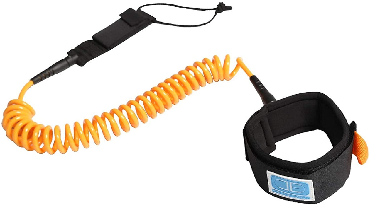 OCEANBROAD 10' Coiled Leash for Paddle Board Surfboard SUP Leash Leg Rope with Adjustable Thigh Ankle Cuff