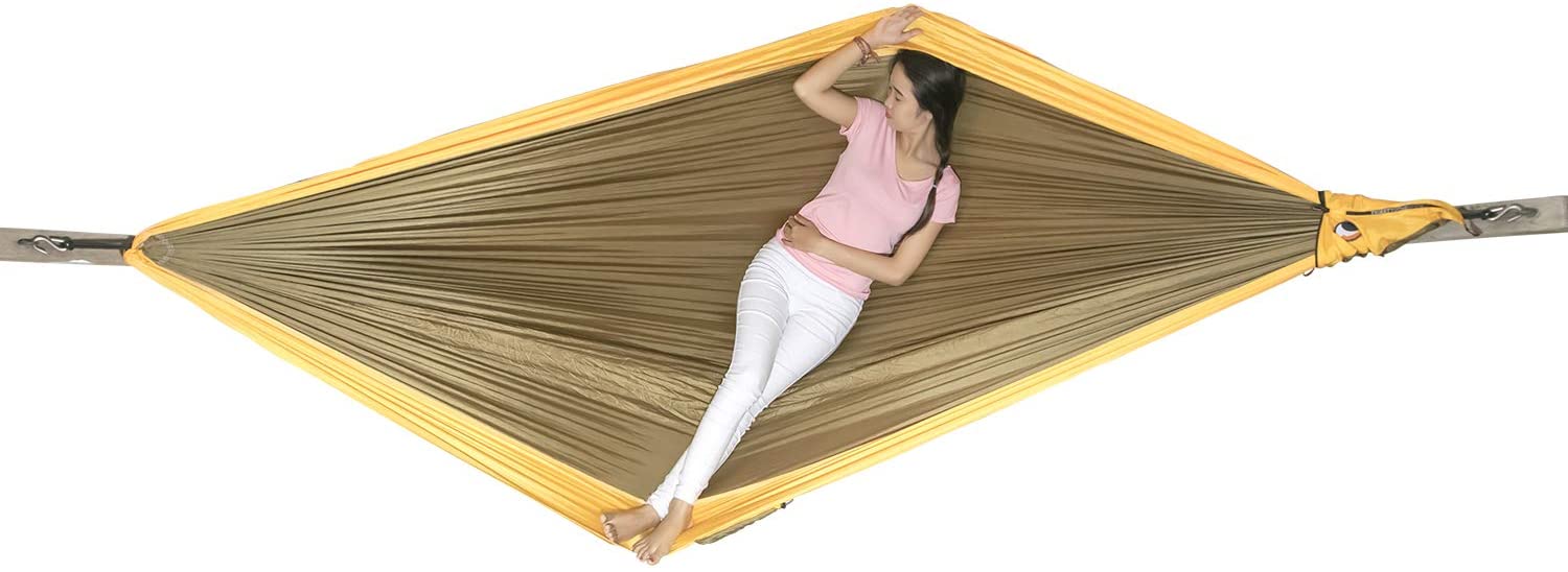 Ticket to the Moon Fair Trade & Handmade 1-2 Person King Size Lightweight Hammock for Traveling, Camping and Everyday Use, XXL, only 700g, Parachute-Silk, Set-Up < 1 min.