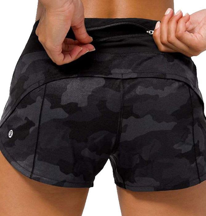 Lululemon Womens Run Speed Short Marbled Mix Black White Gym