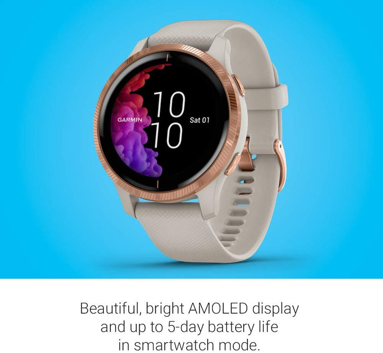 Garmin 010-02173-21 Venu, GPS Smartwatch with Bright Touchscreen Display, Features Music, Body Energy Monitoring, Animated Workouts, Pulse Ox Sensor and More