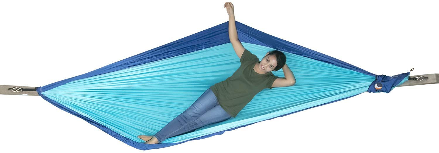 Ticket to the Moon Fair Trade & Handmade 1-2 Person King Size Lightweight Hammock for Traveling, Camping and Everyday Use, XXL, only 700g, Parachute-Silk, Set-Up < 1 min.