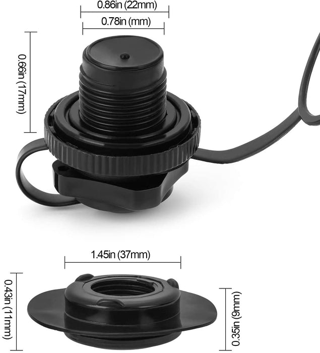 QUKRT 4 Pcs Boston Valve, One-Way Universal Fit Air Valve for Rubber Dinghy Raft Kayak Pool Boat Airbeds, Black