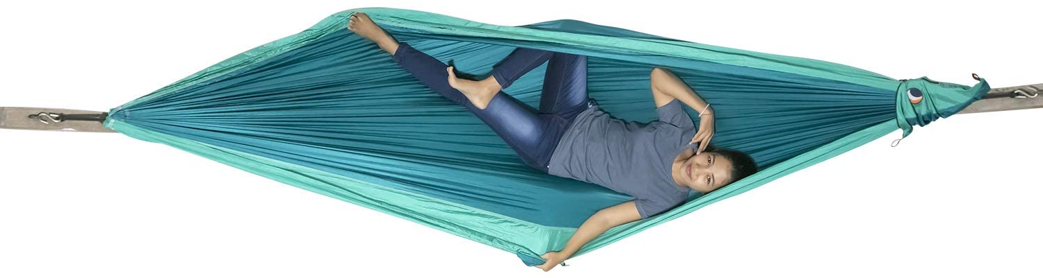 Ticket to the Moon Fair Trade & Handmade 1-2 Person King Size Lightweight Hammock for Traveling, Camping and Everyday Use, XXL, only 700g, Parachute-Silk, Set-Up < 1 min.