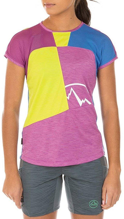 La Sportiva Push T-Shirt - Women's, Purple/Apple Green, Small, I86-500705-S