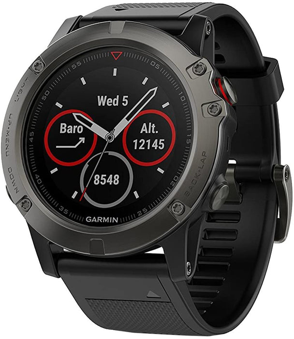 Garmin Fenix 5X Sapphire Multisport 51mm GPS Watch - Slate Gray with Black Band (010-01733-00) + 1 Year Extended Warranty
