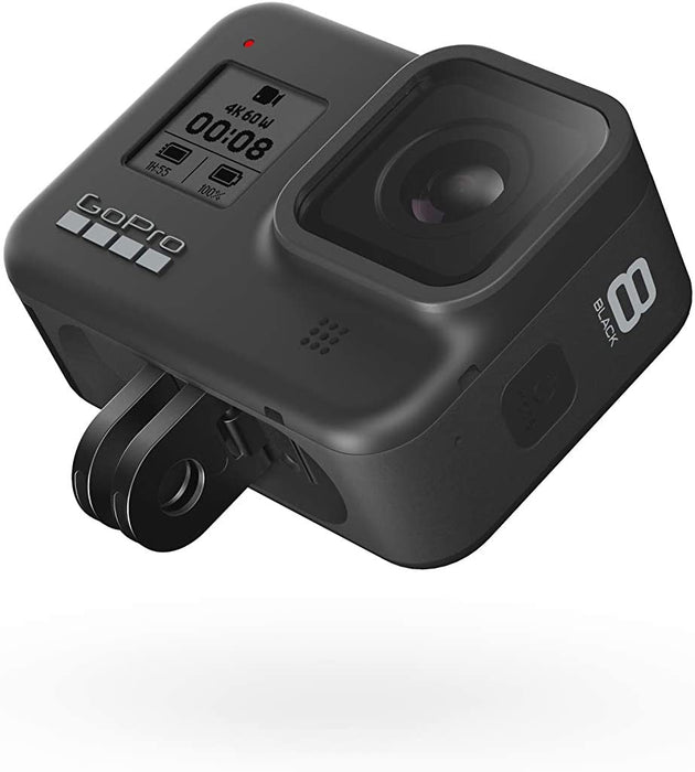 GoPro HERO8 Black Waterproof Action Camera with Touch Screen 4K Ultra HD Video 12MP Photos 1080p Live with Accessory Bundle - 1 Additional GoPro USA Batteries + PNY 64GB U3 microSDHC Card