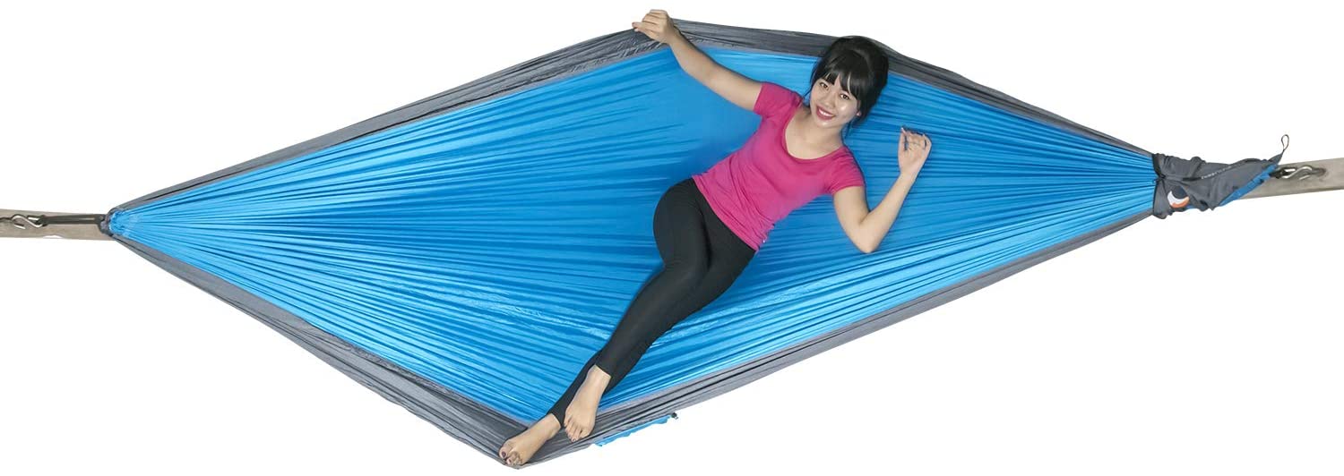 Ticket to the Moon Fair Trade & Handmade 1-2 Person King Size Lightweight Hammock for Traveling, Camping and Everyday Use, XXL, only 700g, Parachute-Silk, Set-Up < 1 min.