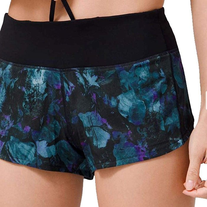 Lululemon Womens Run Speed Short H2O Swim Paint Storm Harbor Blue Black