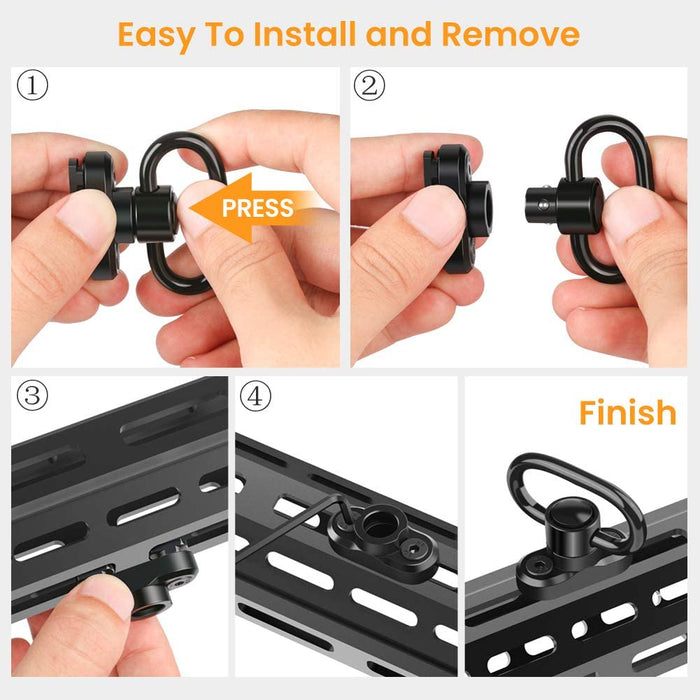 MARMOT mlok Sling Mount QD 1.25inch Loop Heavy Duty Push Button Sling Swivel Ring Mount & Adapter Base for 2 Point Sling