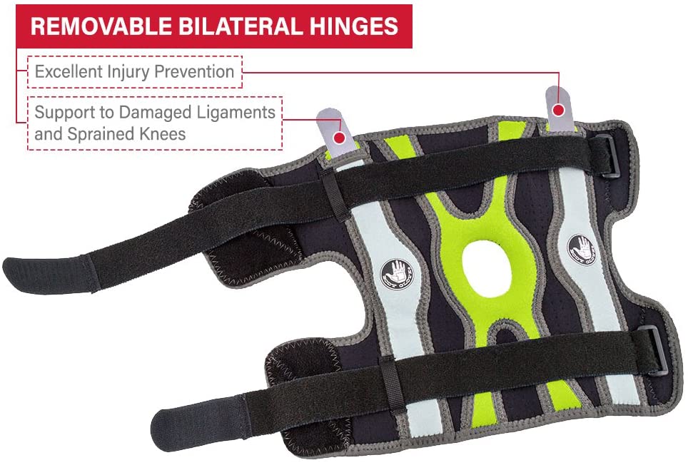 Body Glove Sports Wrap Knee Brace - Injury Prevention Removable Bilateral Hinges - Knee Wrap Supports Mild ACL, PCL, MCL Sprains - Patella and Meniscus Tear Pain Relief (Green