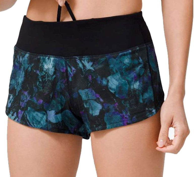 Lululemon Womens Run Speed Short H2O Swim Paint Storm Harbor Blue Black