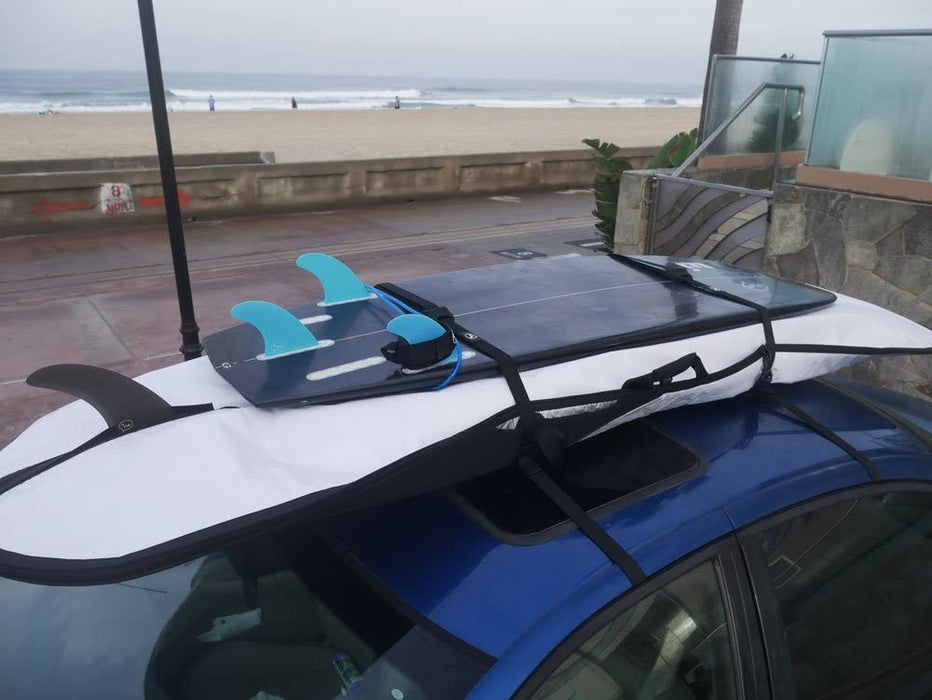 Surfboard Car Roof Rack Padded System (Holds Up to 3 Boards) with Silicone Buckle Covers