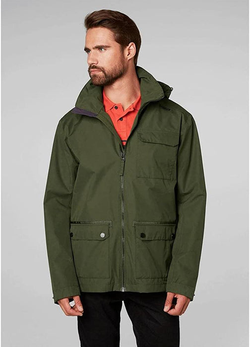 Helly Hansen Men's Highland Waterproof Windproof Breathable Rain Jacket with Stowable Hood