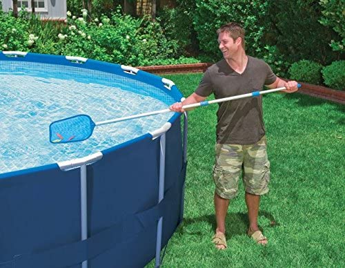 Intex 26711EH 12ft x 30in Prism Metal Frame Above Ground Swimming Pool with Filter Pump and Cleaning Maintenance Kit with Vacuum, Skimmer and Pole