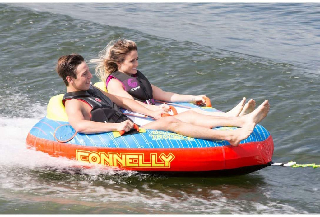 CWB Connelly Double Trouble 2 Person 66x72 Inch Partially Covered Cockpit Style Inflatable Boat Towable Water Inner Tubing Tube