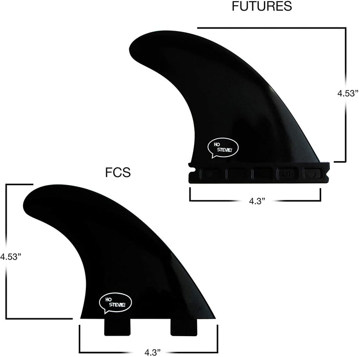 Ho Stevie! Fiberglass Reinforced Polymer Surfboard Fins - Thruster (3 Fins) FCS or Futures Sizes, with Fin Bag, Screws