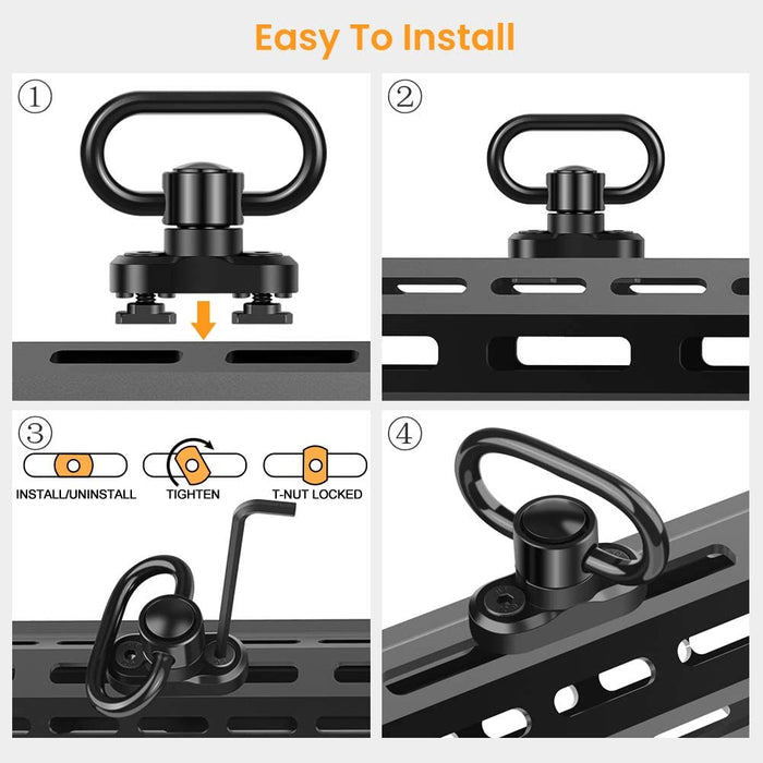 MARMOT mlok Sling Mount QD 1.25inch Loop Heavy Duty Push Button Sling Swivel Ring Mount & Adapter Base for 2 Point Sling