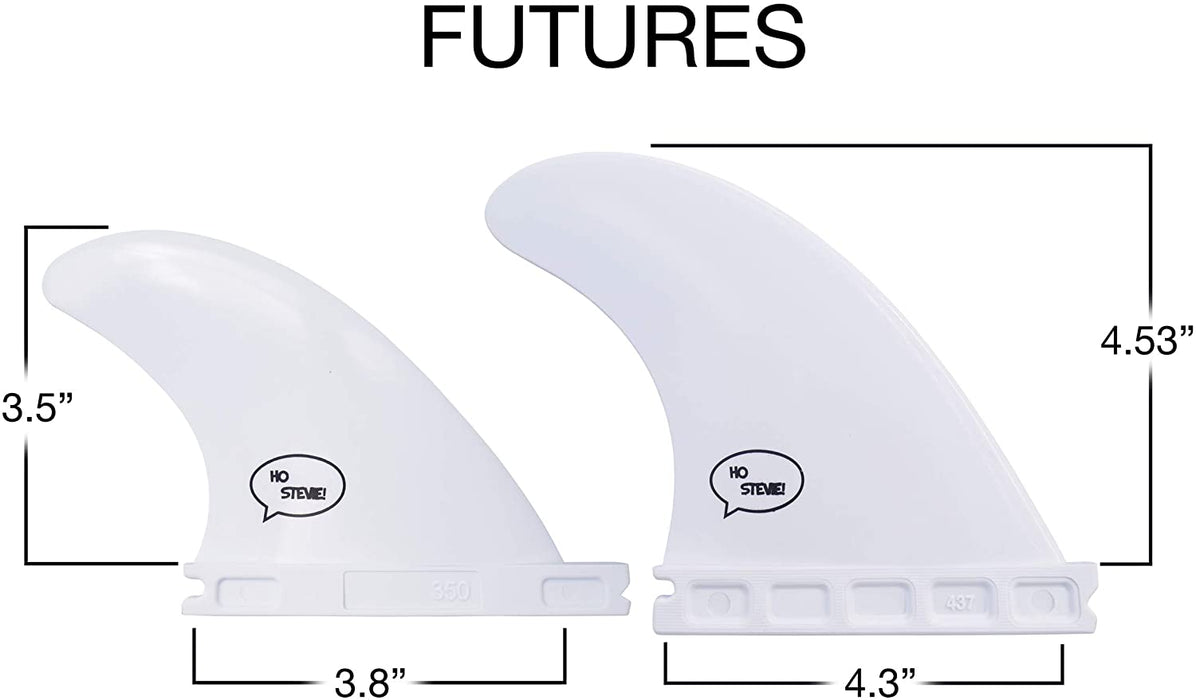Ho Stevie! Fiberglass Reinforced Polymer Surfboard Fins - Quad (4 Fins) FCS or Futures Sizes, with Fin Bag, Screws