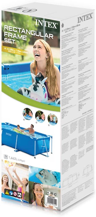 Intex 86" x 23" Rectangular Frame Above Ground Outdoor Child Safe Splash Swimming Pool