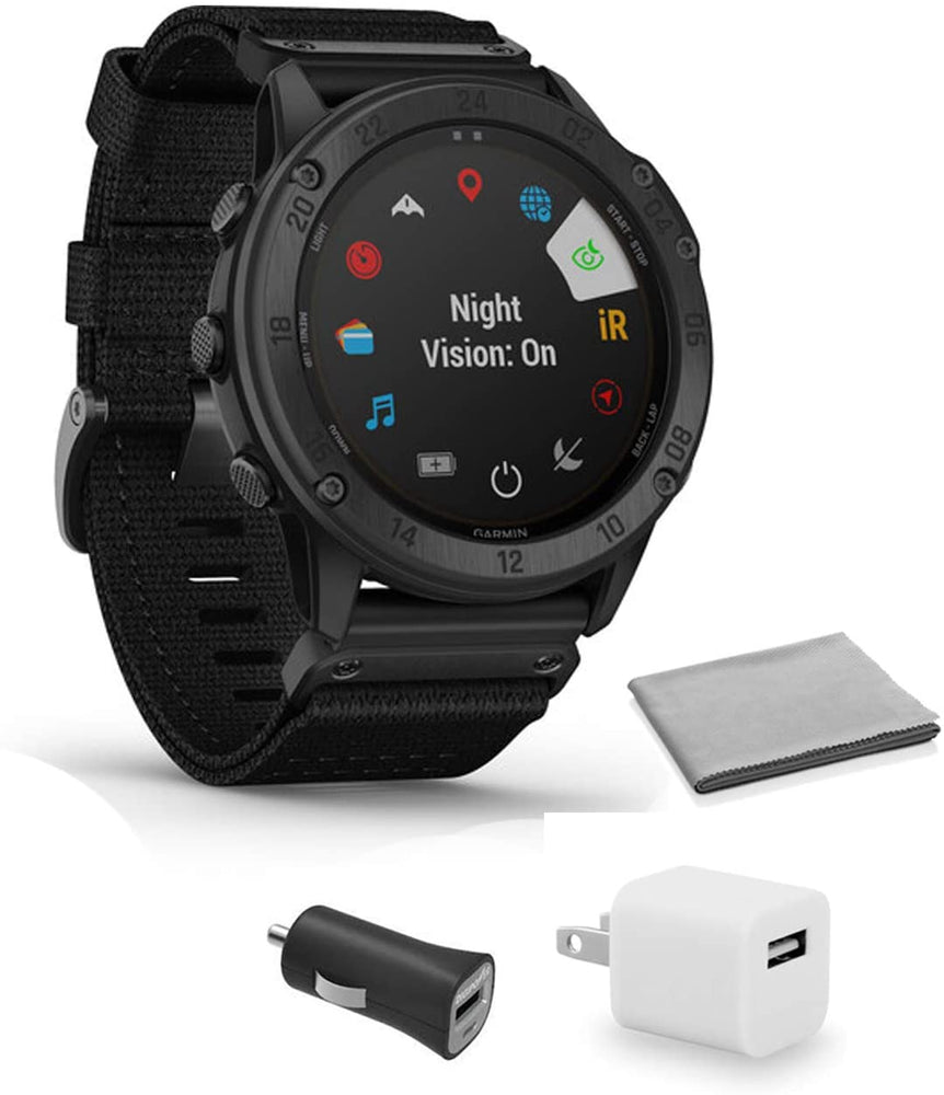 Garmin tactix Delta Tactical Military GPS Smartwatch (Solar Edition with Ballistics) 02357-50 with USB Adapter Cube