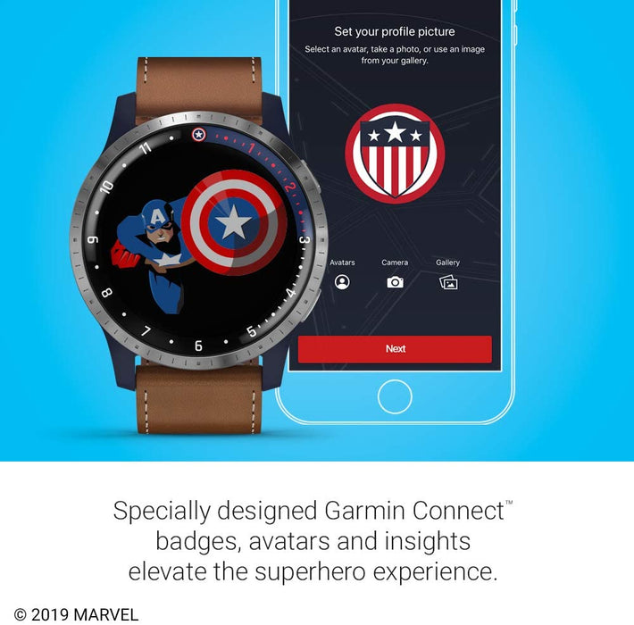 Garmin Legacy Hero Series, Marvel Captain Marvel Inspired Premium Smartwatch, Includes a Captain Marvel Inspired App Experience, Gold