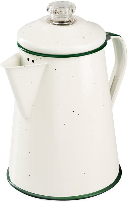 GSI Outdoors 8 Cup Enamelware Percolator Coffee Pot for Brewing Coffee Over Stove and Fire | Ideal for Campsite, Cabin, RV, Kitchen, Groups