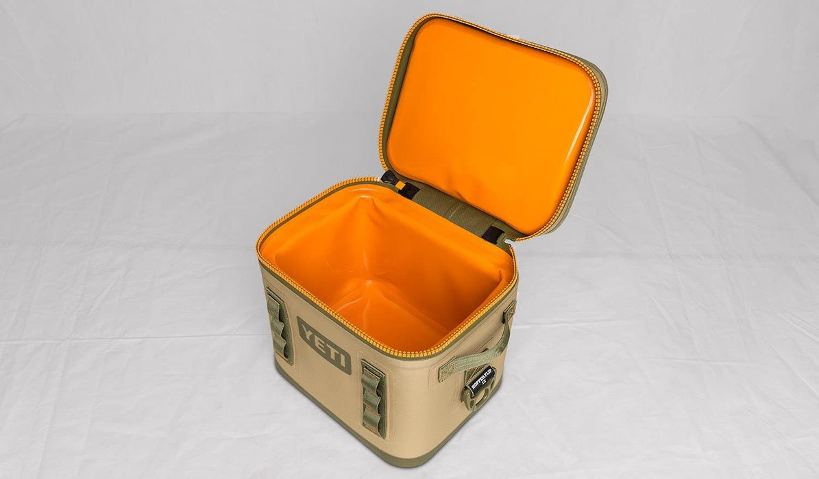 YETI Hopper Flip 12 Can Portable Cooler, Field Tan / Blaze Orange